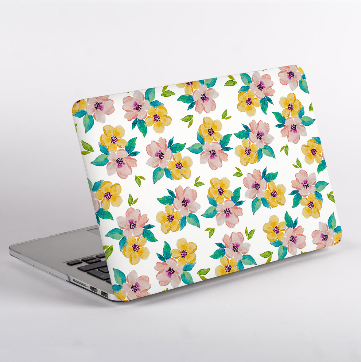 Watercolour Blossom patterned MacBook Case without apple logo