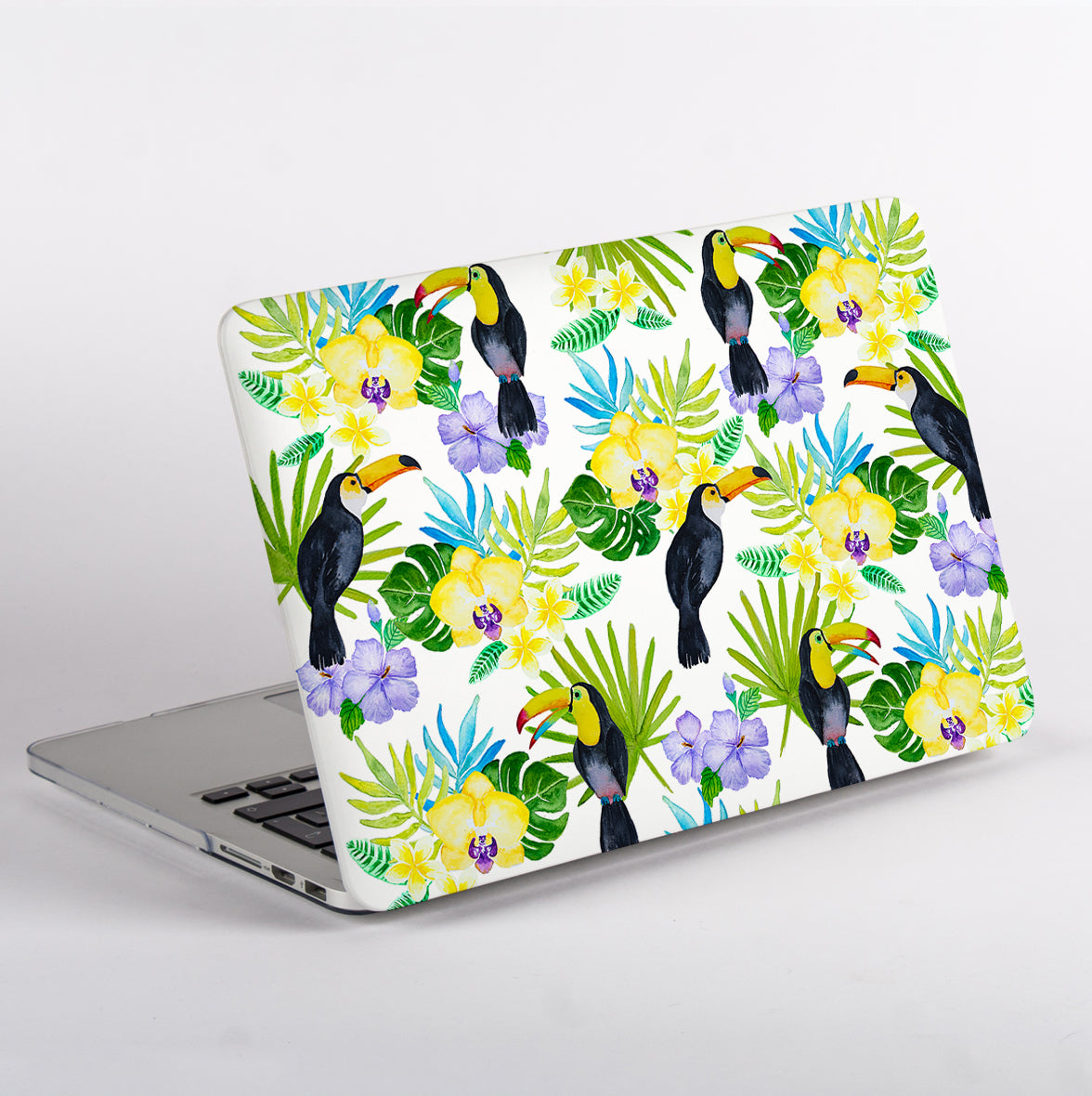 MacBook Pro With Floral Toucan Case