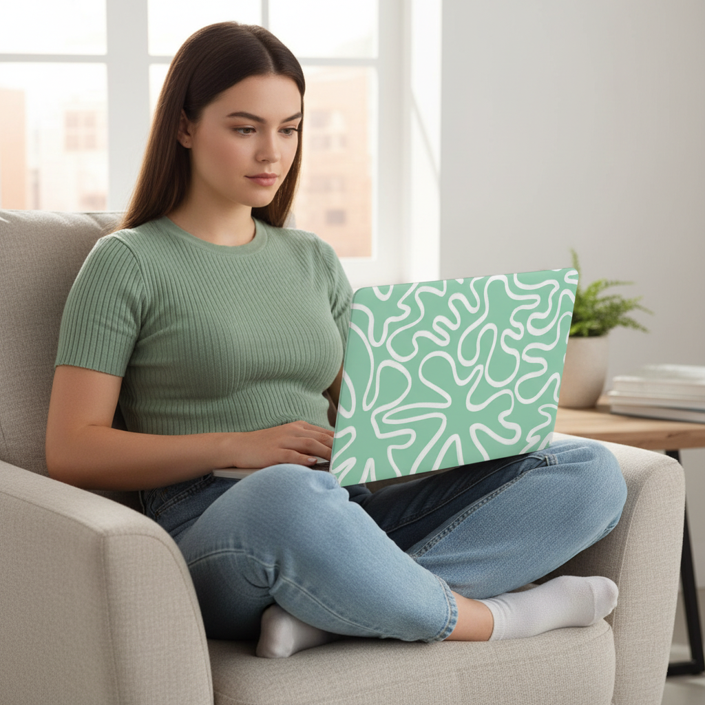 Abstract Lines in Mint MacBook Case