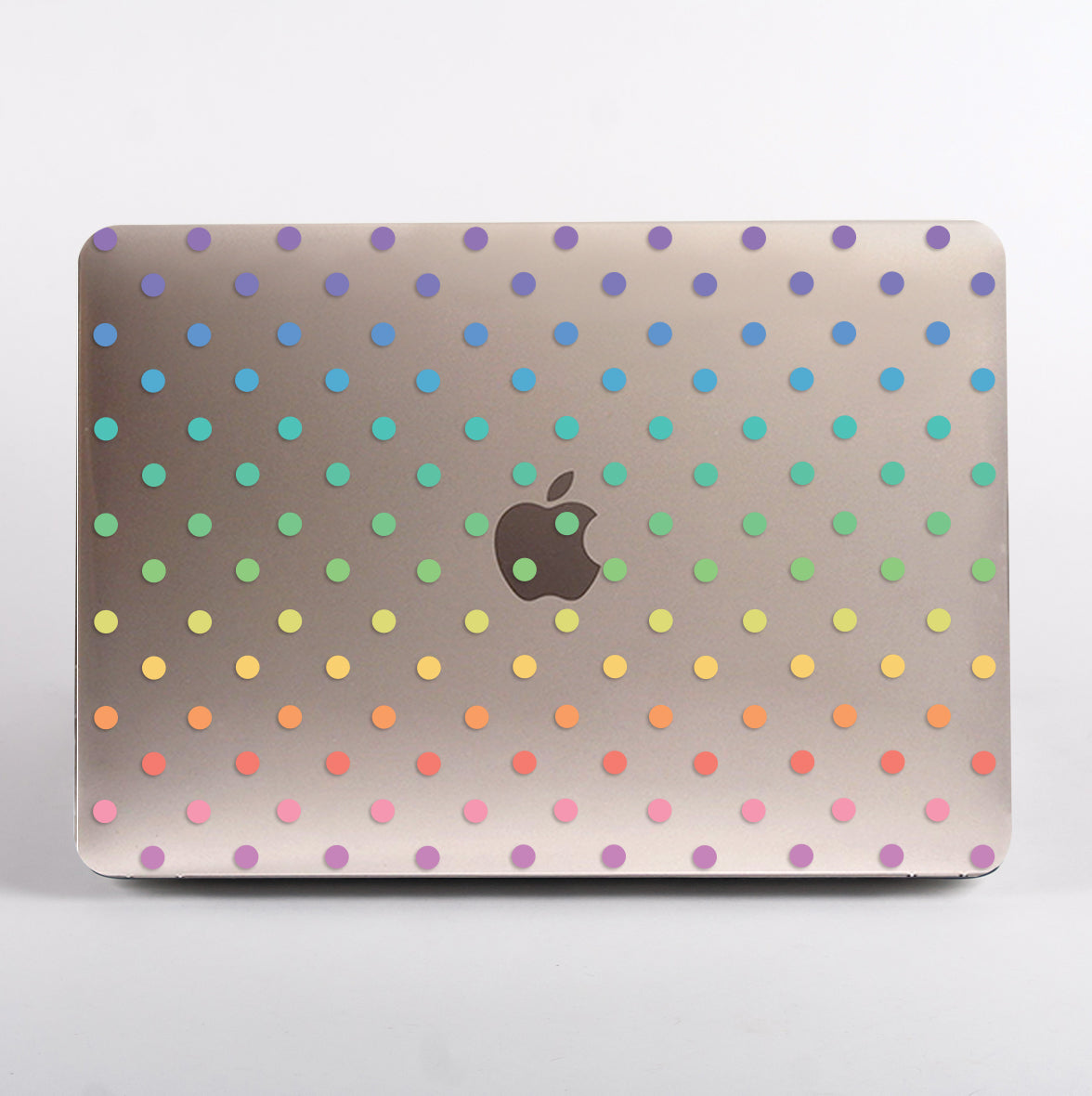 MacBook with colorful polka dot MacBook Case
