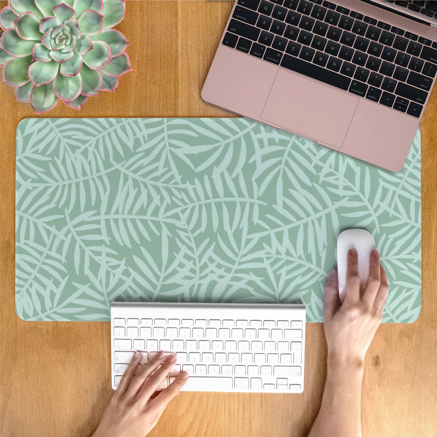 Green Leaves Desk Mat