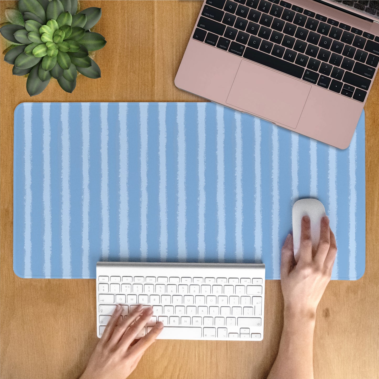 Blue Stripes Desk Mat