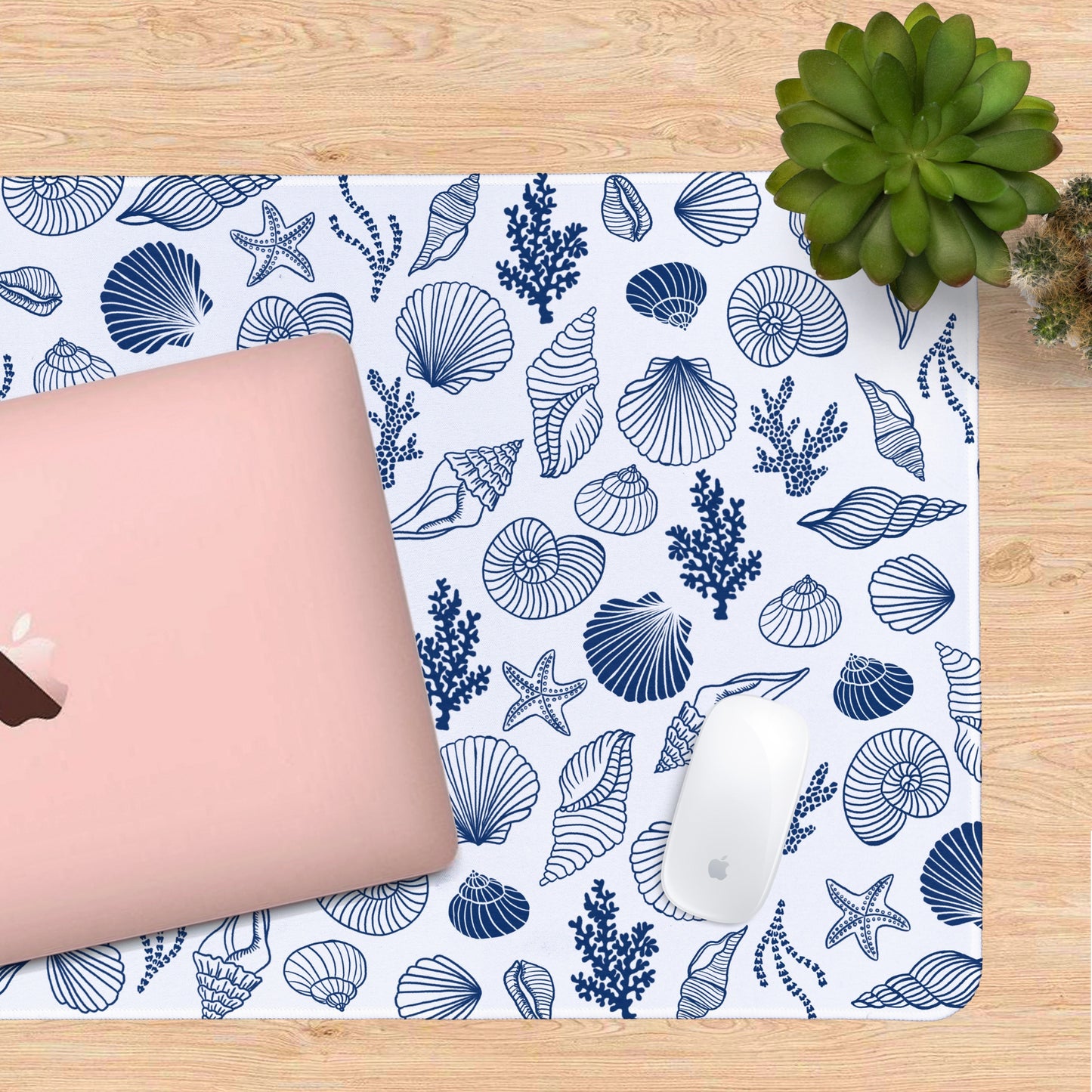 Blue and White Coastal Desk Mat