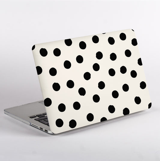 Protective yet lightweight MacBook case with stylish polka dot pattern, showing no apple logo cutout.