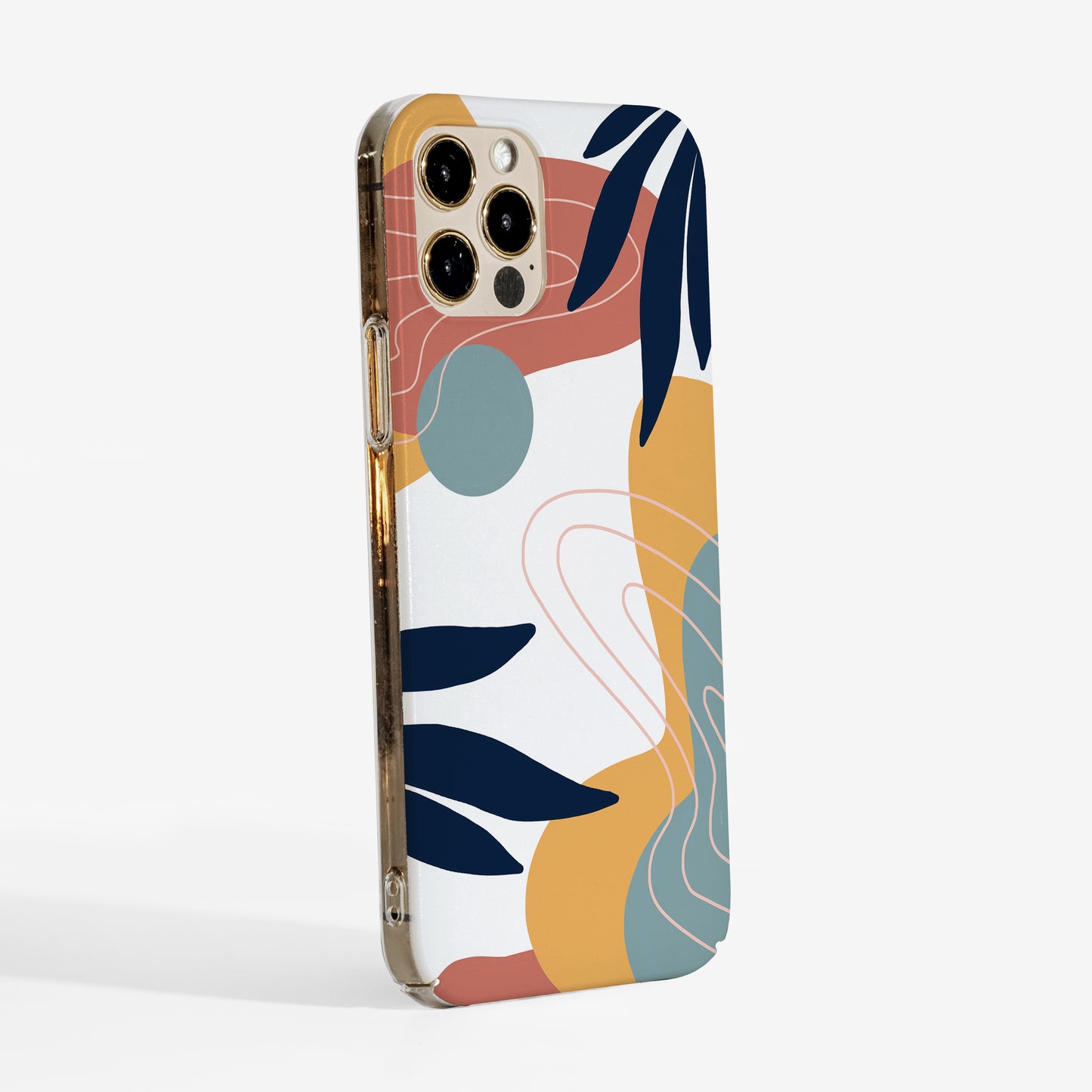 Hard phone case with a mix of abstract and natural elements, featuring clear transparent sides — modern, durable, and perfect for design lovers
