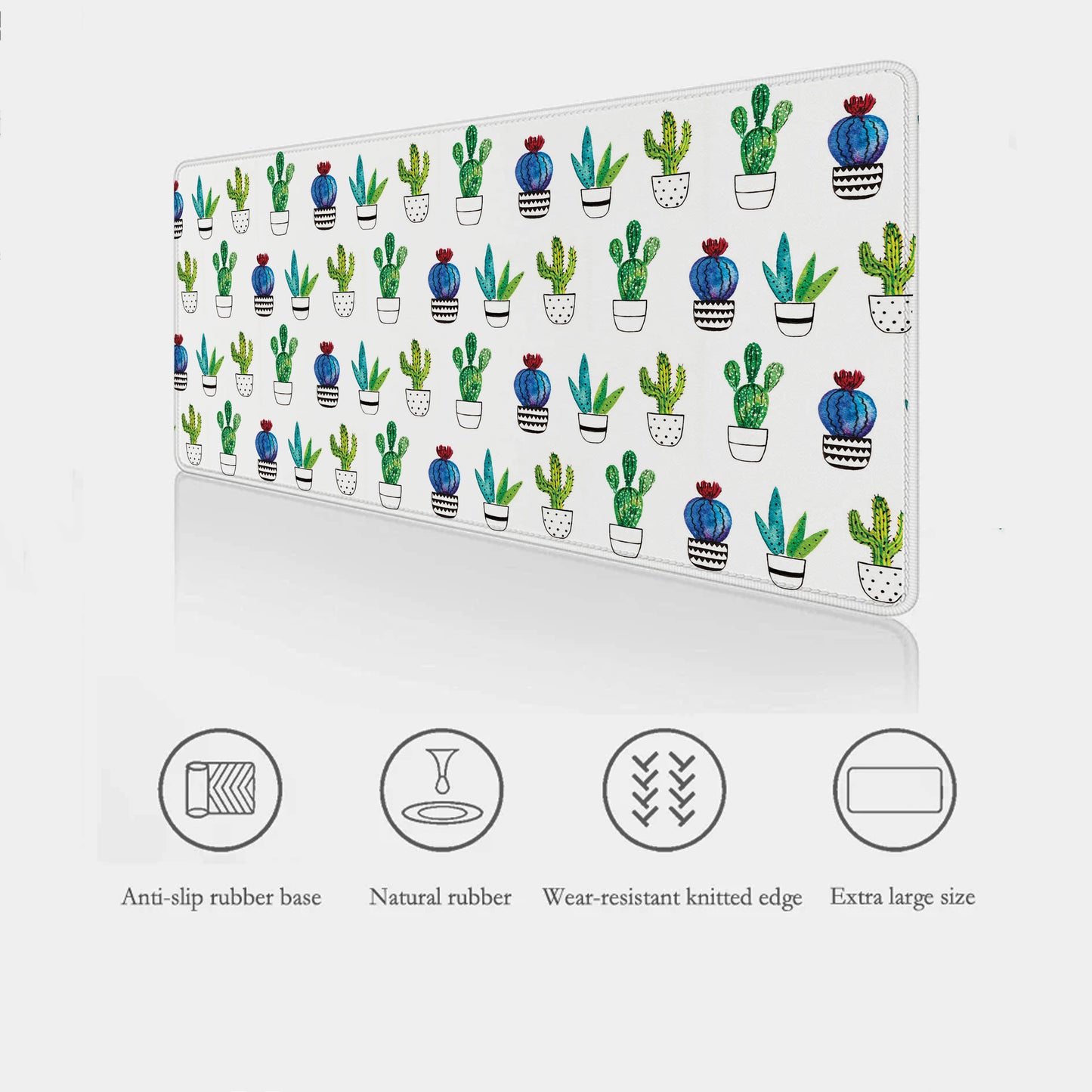 Keyboard mat with cactus pattern on a white background