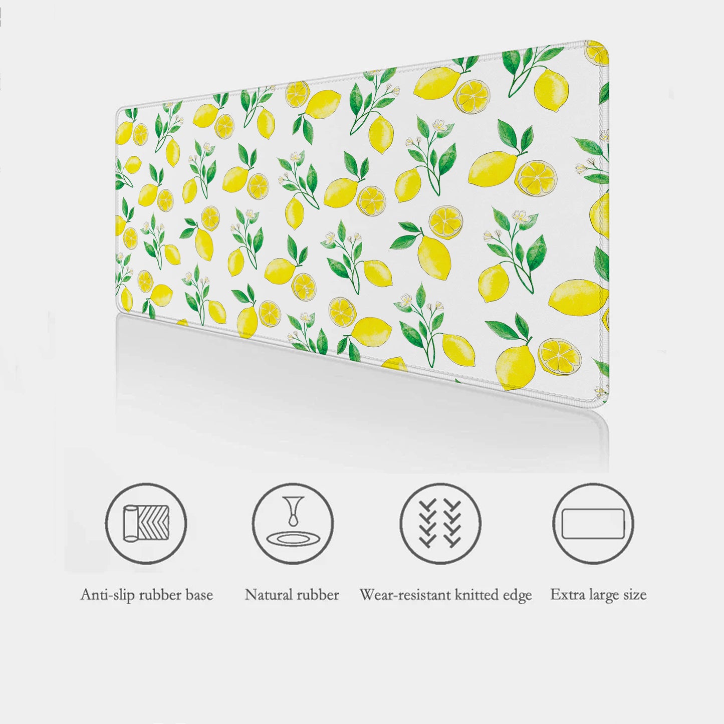 Desk mat with lemon pattern on a white background