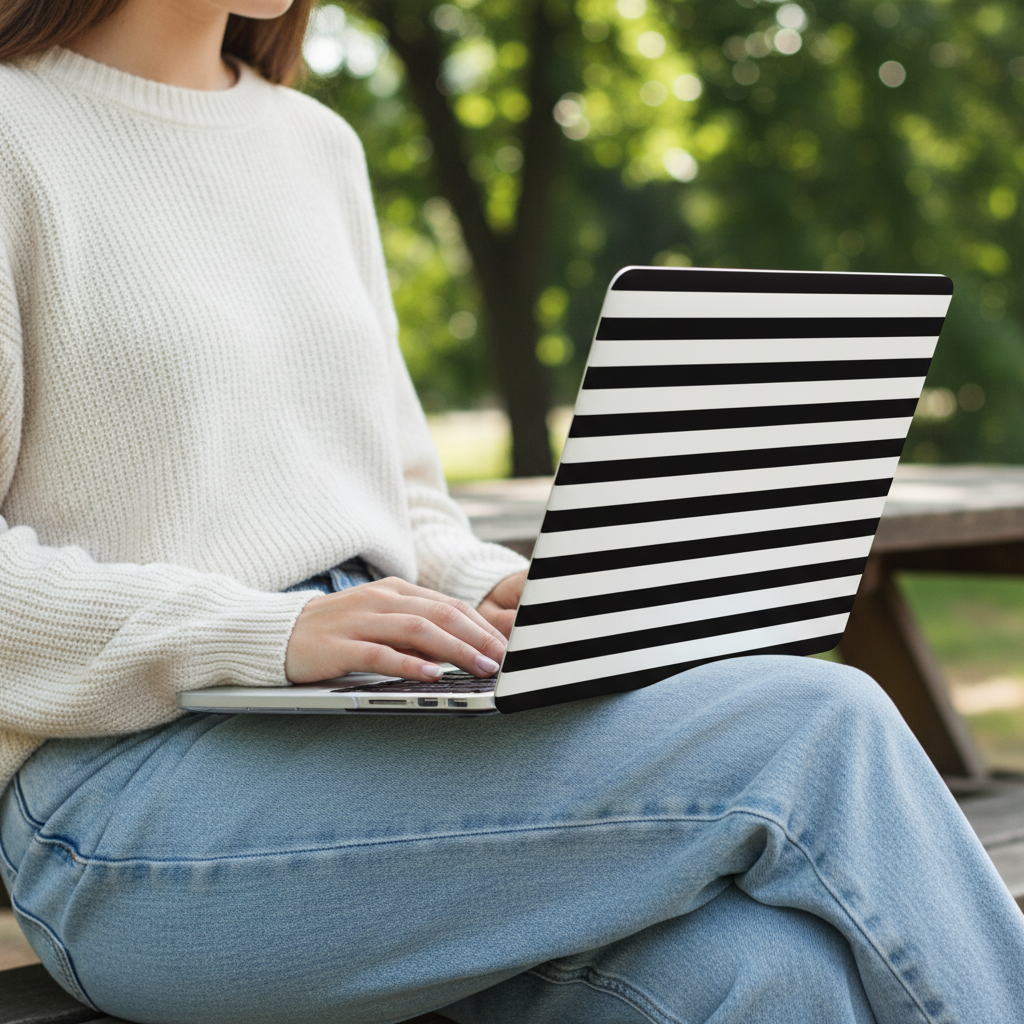 Black and White Stripes MacBook Case