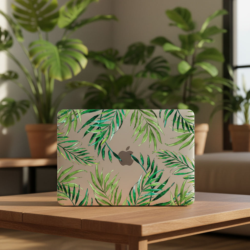 Tropical Leaves Clear MacBook Case