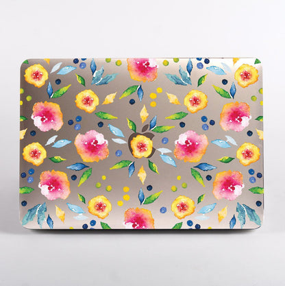 MacBook with a autumn floral clear case