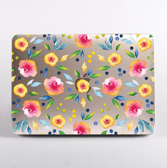 MacBook with a autumn floral clear case