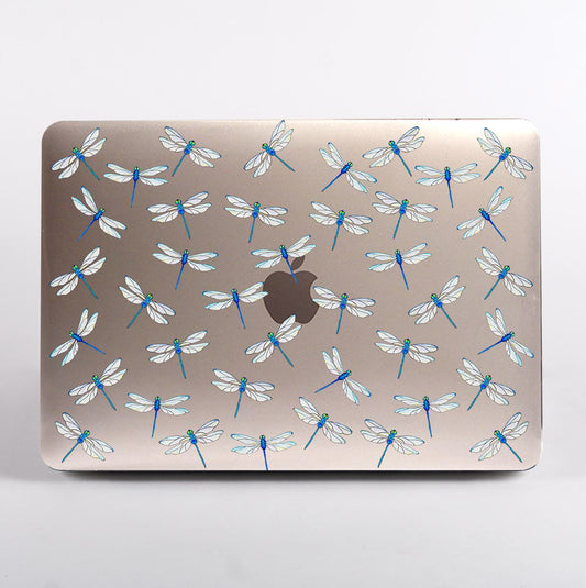 Macbook with dragonfly pattern clear case