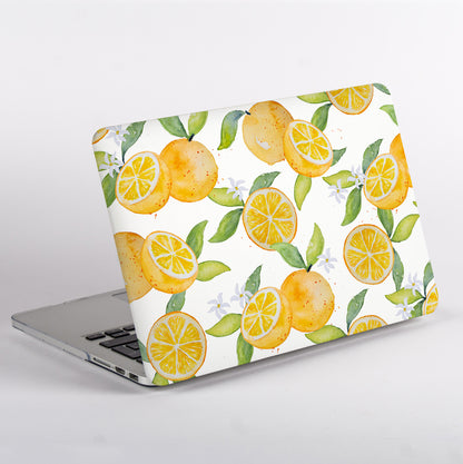 MacBook with an Oranges patterned cover