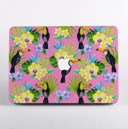 Pink Floral Toucan MacBook Case