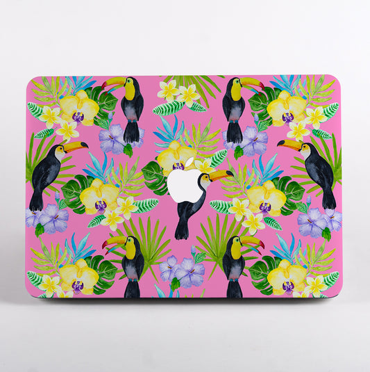 Pink Floral Toucan MacBook Case