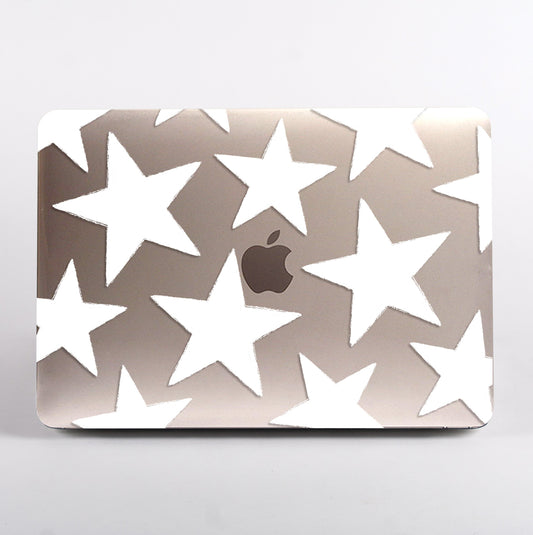MacBook with large white star pattern clear case