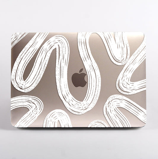 MacBook Air featuring a white abstract line artwork case