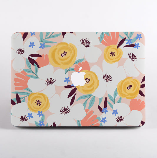 Floral laptop case with Apple logo on a MacBook Air
