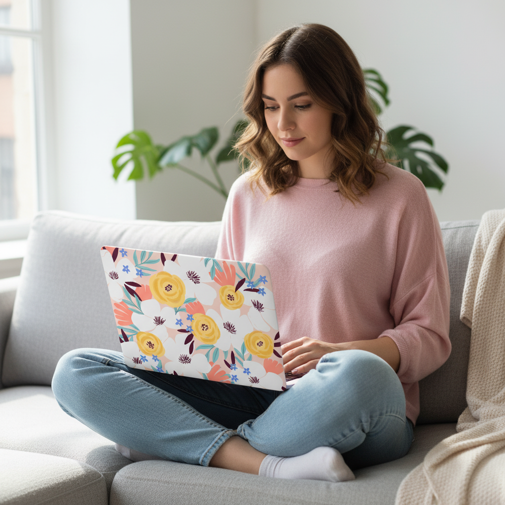 Abstract Floral MacBook Case
