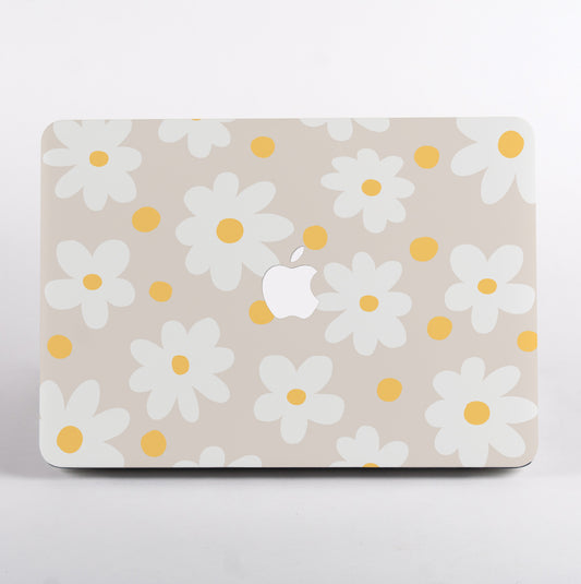 Daisy Floral laptop case with Apple logo on a MacBook Air