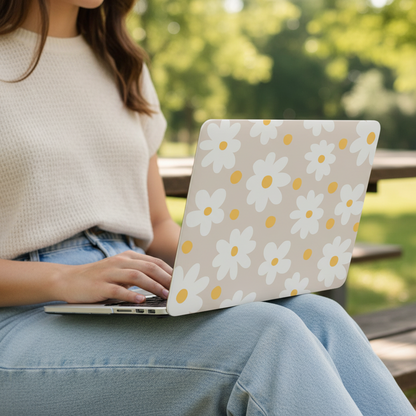Beige Daisy Flowers MacBook Case