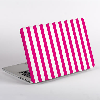 pink and white stripes macbook case on a macbook air