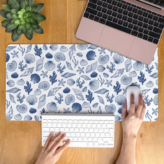 Blue and White Coastal Desk Mat