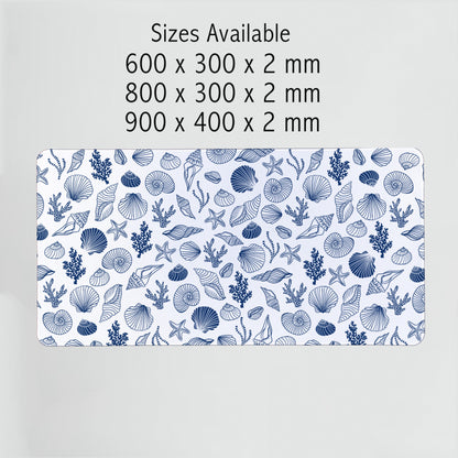 Blue and White Coastal Desk Mat
