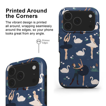Swan Lake ballet Phone case with printed edges and full wrap around deign