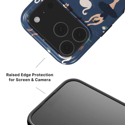 Swan Lake ballet Phone case showing raised camera and screen edges with black rim 