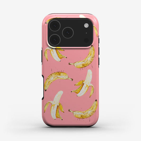 Banana Tough Phone Case with pop-art fruit design.
