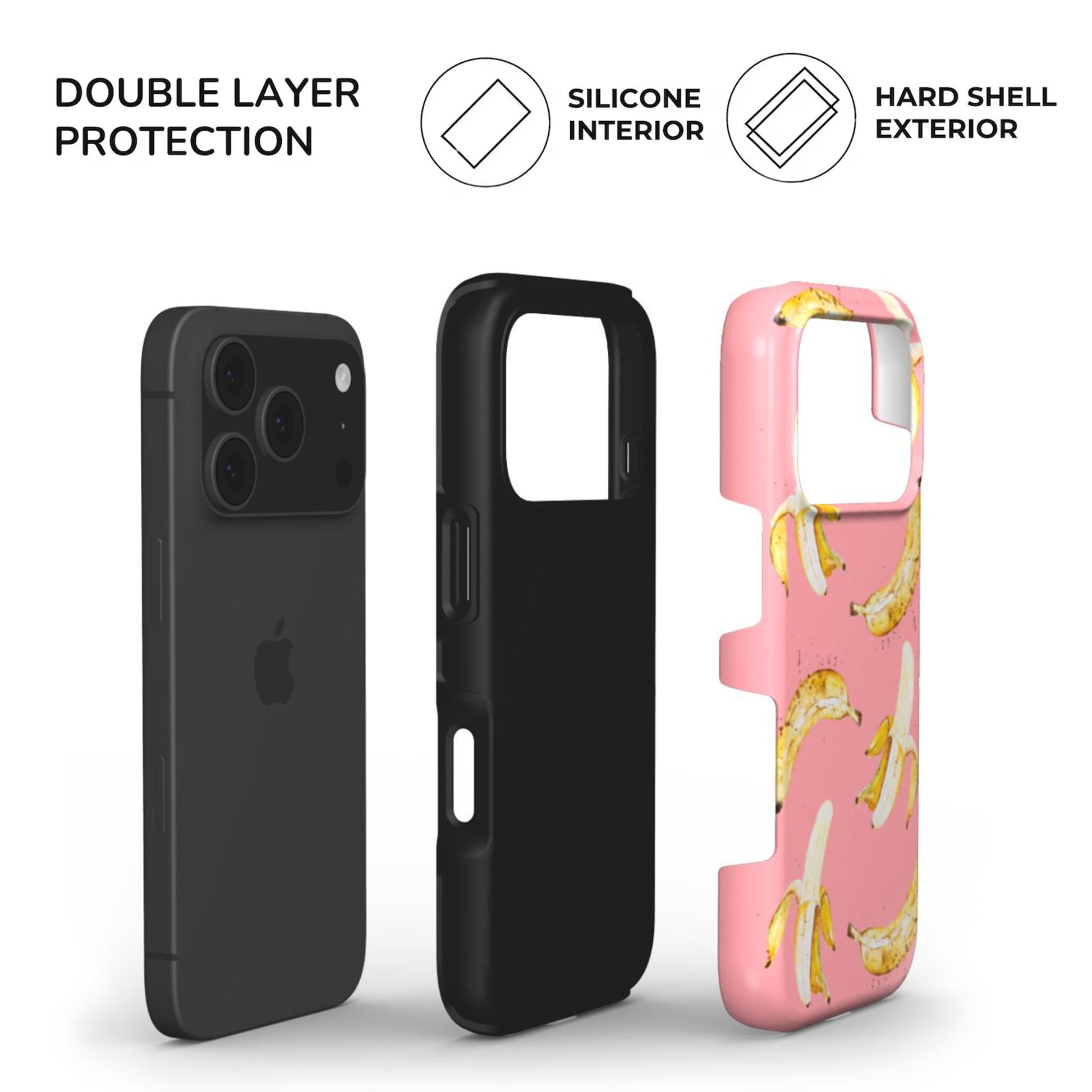 Banana Tough Phone Case build with hard glossy shell and soft TPU inner lining for extra protection