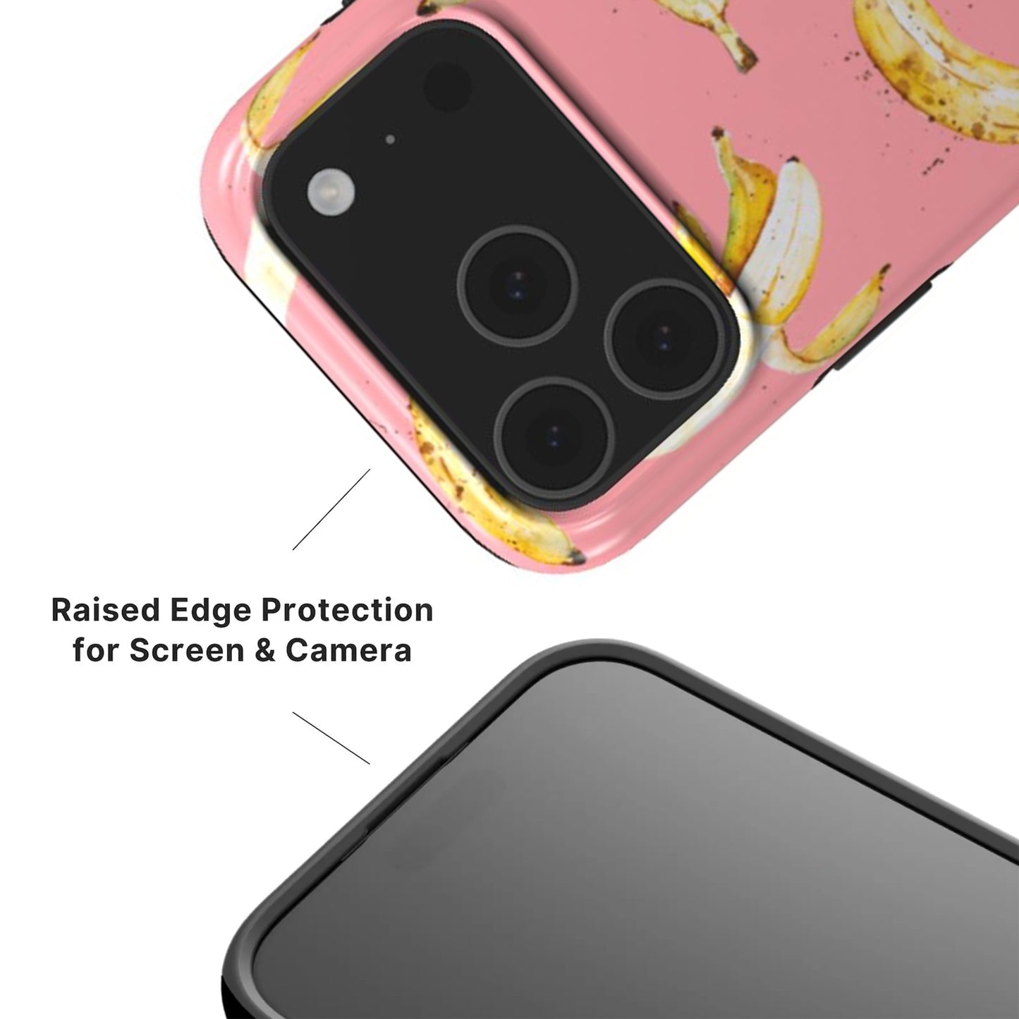 Banana Tough Phone Case with raised camera and screen edge