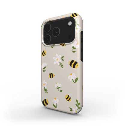 Cute and protective Bees Tough Phone Case featuring a playful bee design with wrap-around print — perfect for everyday use