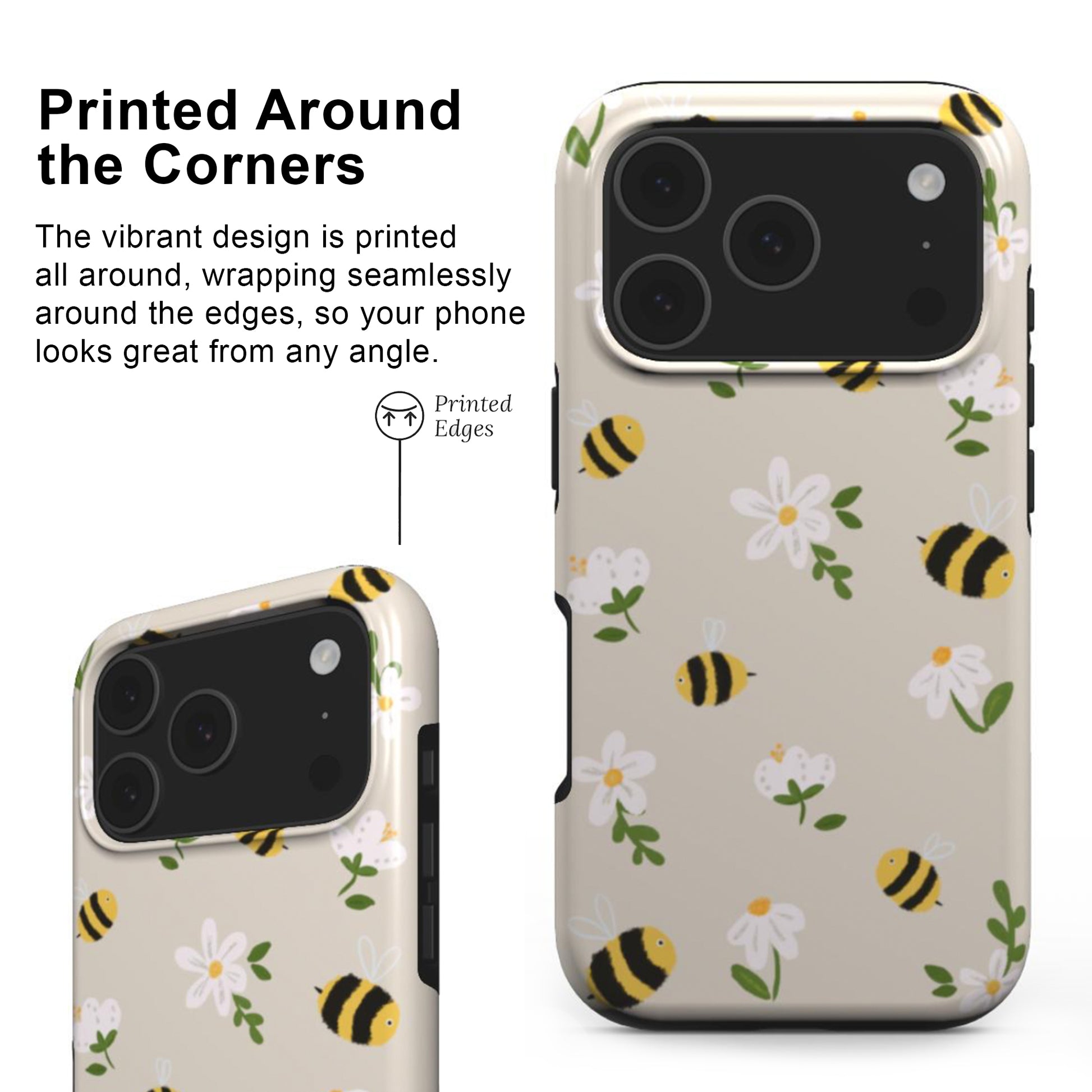 Bees Tough Phone Case with full wrap around print