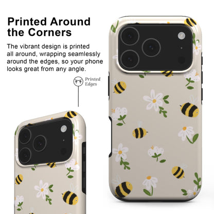 Bees Tough Phone Case with full wrap around print