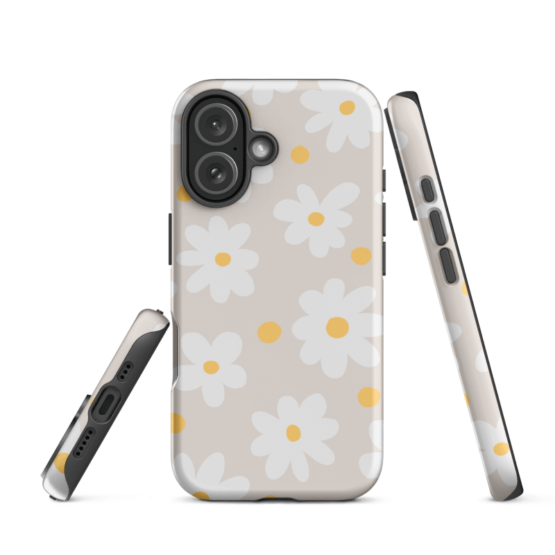Cute Floral iPhone 16e Phone Case with full-print design and  dual-layer protection, perfect or anyone who likes their tech accessories with character
