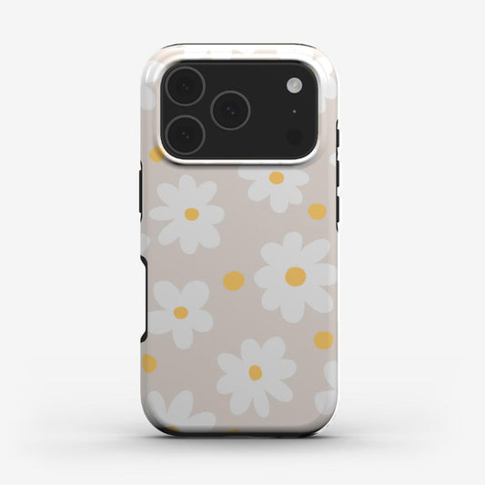 Glossy floral protective Phone Case with full-print daisy design for iPhone, Samsung, Google Pixel & OnePlus — featuring dual-layer protection and vibrant artwork