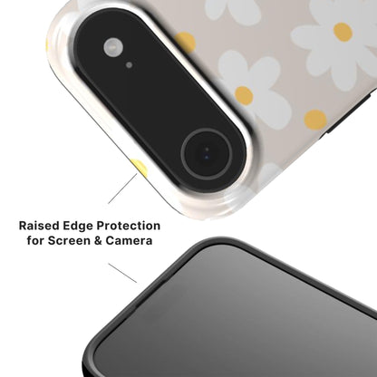 Beige Daisy Tough Phone with raised camera and screen edge