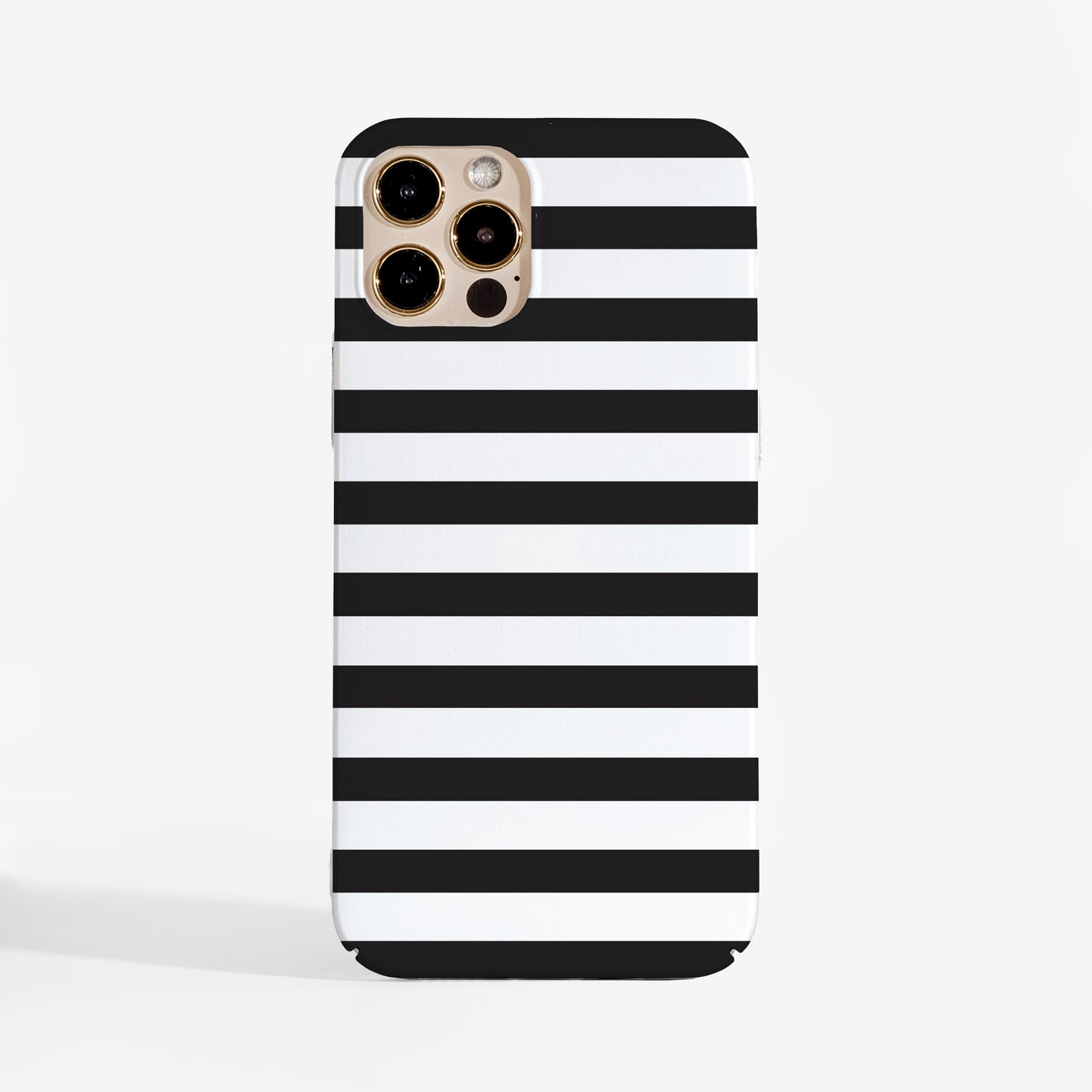 Black and white striped phone case with smooth matte finish — sleek, bold design that stays vibrant and scratch-free while protecting your phone.