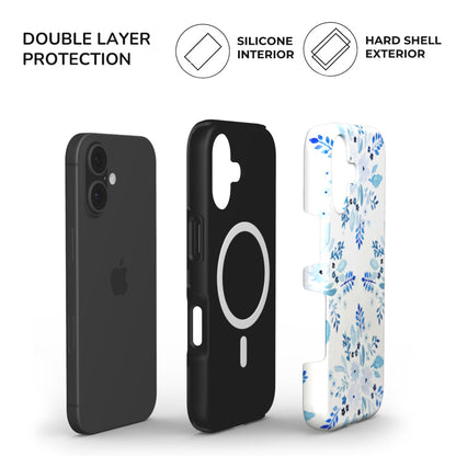 Blue Florals Tough Phone Case with build with hard glossy shell and soft TPU inner lining for extra protection

