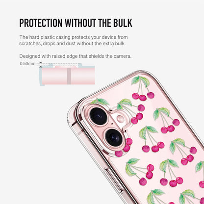 clear cherry phone case with raised camera edge for extra protection 