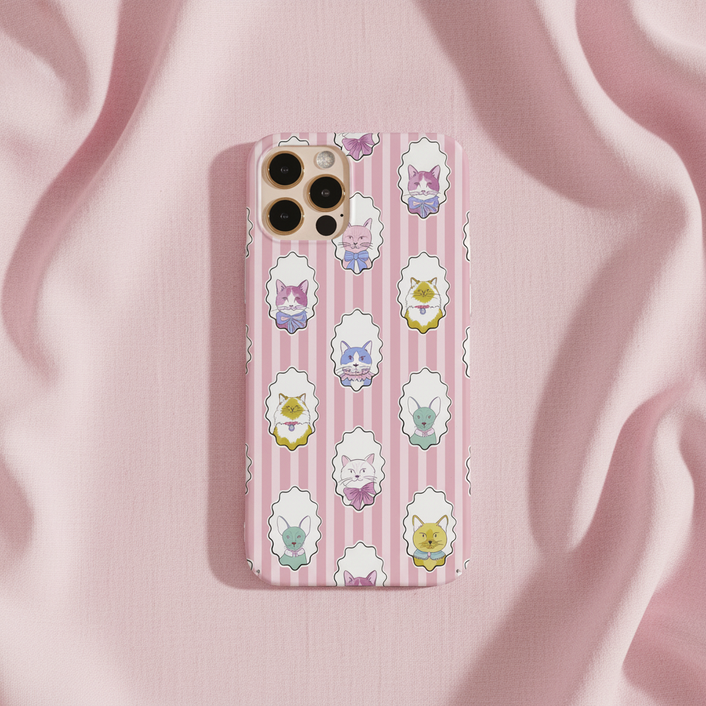     Chic Cats phone case shown on an iPhone