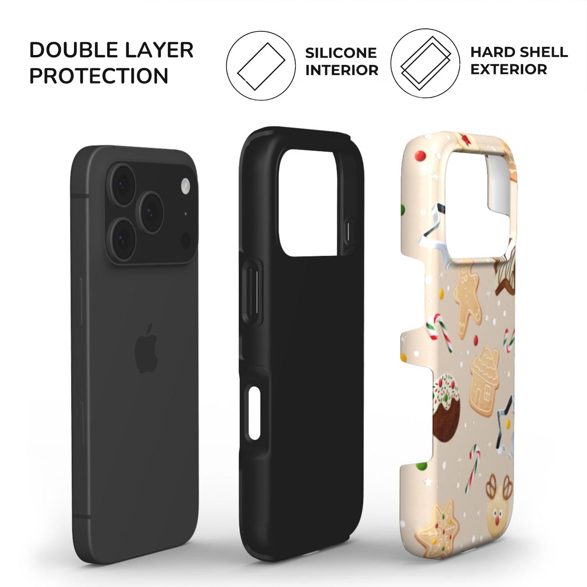 Christmas Cookies Phone Case built with dual layer protection - soft TPU interior and Hard glossy shell