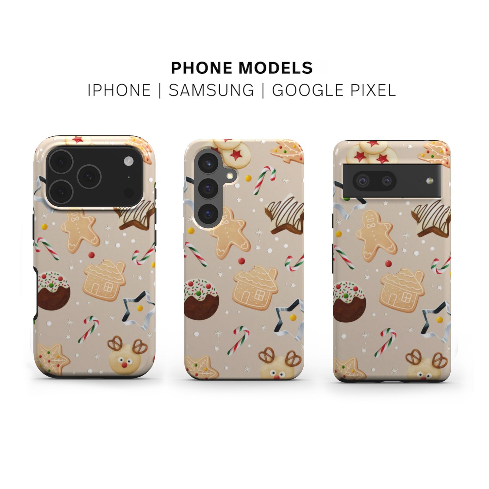 Christmas Cookies Phone Case available for iPhone Samsung and Google models 