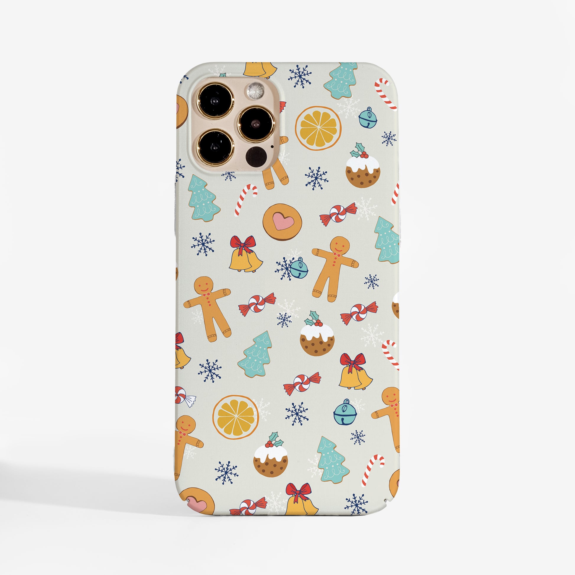 Christmas Treat phone case with cute festive illustrations; Pretty, durable protective phone case perfect for holiday gifting