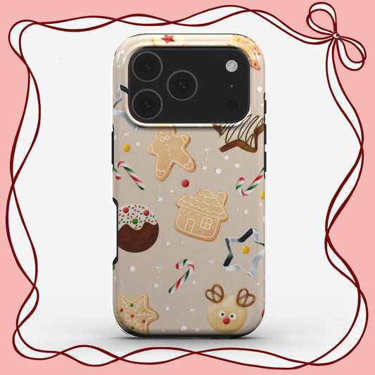 Christmas Cookies phone case with cute festive cookie artwork and glossy finish. A Christmas phone case that is perfect for teh festive season