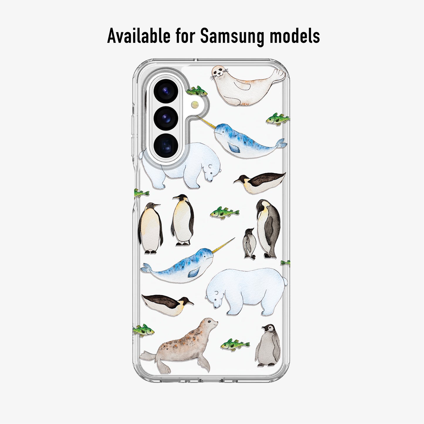 Arctic animals phone case available for Android phones, including the newest Samsung models