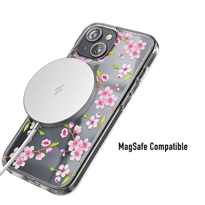 clear Phone case with floral design and MagSafe compatibility 