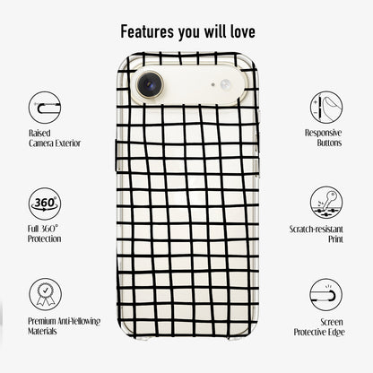 Clear Cross Stripe Phone Case with features such as scratch -resistanet print, Anti-yellowing materilas and 360 protection
